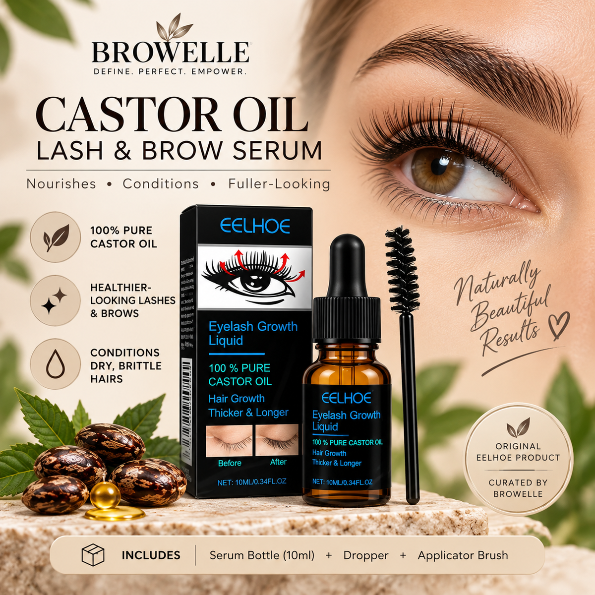 Castor Oil Eyelash Serum - Castor Oil Brow Serum